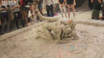 Messy Wrestling: Tattooed Beauty, Ripped Clothes & Lots Of Mud Covered Booby & Booty! Screencap 72 on www.sinx.com