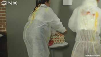 Sexy egg experts get into a sloppy foodfight Screencap 15 on www.sinx.com