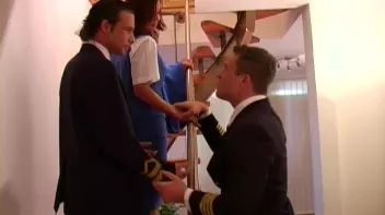 Male Pilots Pull a Sandwich On Sexy Stewardess Screencap 14 on www.sinx.com