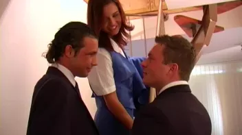 Male Pilots Pull a Sandwich On Sexy Stewardess Screencap 15 on www.sinx.com