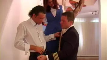 Male Pilots Pull a Sandwich On Sexy Stewardess Screencap 19 on www.sinx.com
