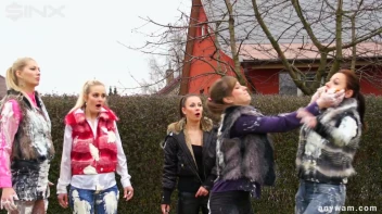 Clothed Food Fight Gets Out Of Control - Cam 2 Screencap 75 on www.sinx.com