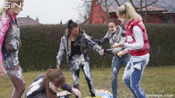 Clothed Food Fight Gets Out Of Control - Cam 2 Screencap 83 on www.sinx.com