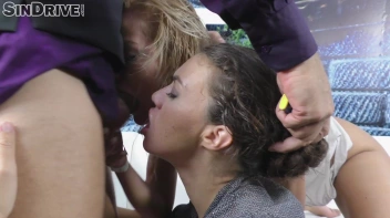 Backstage Threeway Freak Bang Brings On The Squirting, Triple Climax, And Cum Swapping! Screencap 84 on www.sinx.com