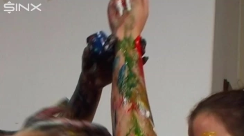 Crazy Girls Paint Their Clothes Together Screencap 28 on www.sinx.com