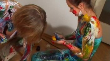 Crazy Girls Paint Their Clothes Together Screencap 30 on www.sinx.com