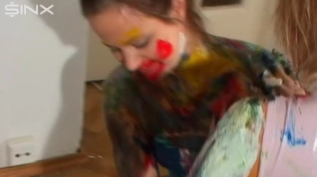 Crazy Girls Paint Their Clothes Together Screencap 31 on www.sinx.com