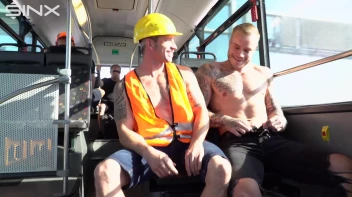 Stud Pays Builder For Gay Sex On The Bus Screencap 4 on www.sinx.com