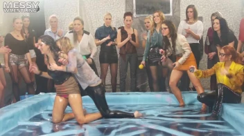 Messy Wrestling: Royal Oil Smackdown - Get Her Down And Slop Around! 2 Audience Fights! Screencap 12 on www.sinx.com