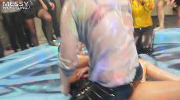 Messy Wrestling: Royal Oil Smackdown - Get Her Down And Slop Around! 2 Audience Fights! Screencap 22 on www.sinx.com