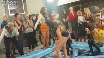 Messy Wrestling: Royal Oil Smackdown - Get Her Down And Slop Around! 2 Audience Fights! Screencap 25 on www.sinx.com