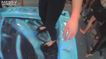 Messy Wrestling: Royal Oil Smackdown - Get Her Down And Slop Around! 2 Audience Fights! Screencap 5 on www.sinx.com