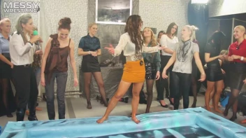 Messy Wrestling: Royal Oil Smackdown - Get Her Down And Slop Around! 2 Audience Fights! Screencap 51 on www.sinx.com