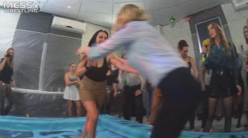 Messy Wrestling: Royal Oil Smackdown - Get Her Down And Slop Around! 2 Audience Fights! Screencap 6 on www.sinx.com