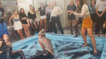 Messy Wrestling: Royal Oil Smackdown - Get Her Down And Slop Around! 2 Audience Fights! Screencap 61 on www.sinx.com