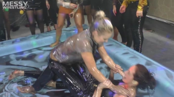 Messy Wrestling: Royal Oil Smackdown - Get Her Down And Slop Around! 2 Audience Fights! Screencap 72 on www.sinx.com