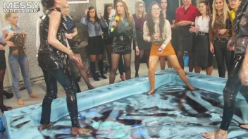 Messy Wrestling: Royal Oil Smackdown - Get Her Down And Slop Around! 2 Audience Fights! Screencap 75 on www.sinx.com