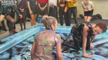 Messy Wrestling: Royal Oil Smackdown - Get Her Down And Slop Around! 2 Audience Fights! Screencap 80 on www.sinx.com