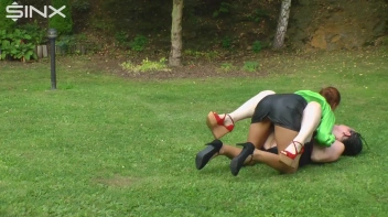 Busty Babe Gets Pissed On And Wrestles Screencap 3 on www.sinx.com