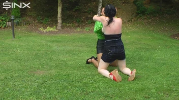 Busty Babe Gets Pissed On And Wrestles Screencap 6 on www.sinx.com