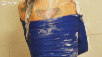 Fully Clothed Brunette Lathers Up In The Shower Screencap 47 on www.sinx.com