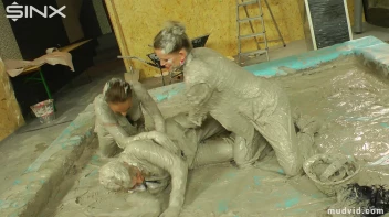 Messy girls double team hot blonde in mud wrestling catfight Screencap 17 on www.sinx.com