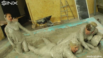 Messy girls double team hot blonde in mud wrestling catfight Screencap 19 on www.sinx.com