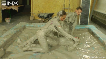Messy girls double team hot blonde in mud wrestling catfight Screencap 22 on www.sinx.com