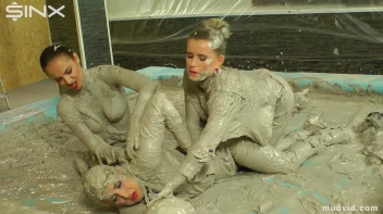 Messy girls double team hot blonde in mud wrestling catfight Screencap 26 on www.sinx.com