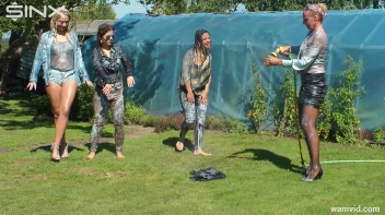 Wet paint play-fighting with four sexy ladies Screencap 33 on www.sinx.com
