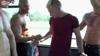 Blonde Twink Enjoys Gay Orgy On A Voyeuristic Bus Screencap 9 on www.sinx.com