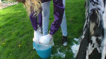 Wet & Messy Car Washing For Playful Blonde Screencap 11 on www.sinx.com