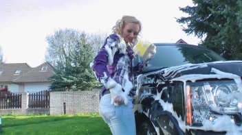 Wet & Messy Car Washing For Playful Blonde Screencap 19 on www.sinx.com