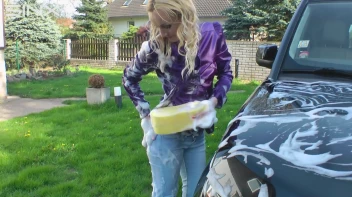 Wet & Messy Car Washing For Playful Blonde Screencap 26 on www.sinx.com