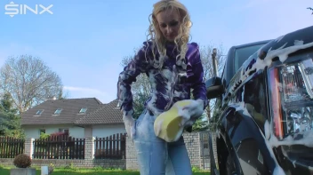 Wet & Messy Car Washing For Playful Blonde Screencap 28 on www.sinx.com