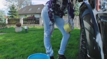 Wet & Messy Car Washing For Playful Blonde Screencap 29 on www.sinx.com