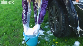 Wet & Messy Car Washing For Playful Blonde Screencap 32 on www.sinx.com