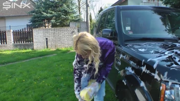 Wet & Messy Car Washing For Playful Blonde Screencap 33 on www.sinx.com