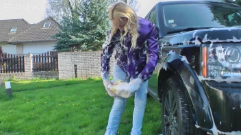 Wet & Messy Car Washing For Playful Blonde Screencap 34 on www.sinx.com