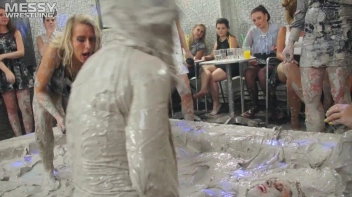 Messy Wrestling: Blonde Bombshells Rock The Ring And Get Their Mud On! Screencap 29 on www.sinx.com