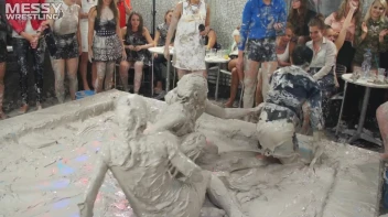 Messy Wrestling: Blonde Bombshells Rock The Ring And Get Their Mud On! Screencap 64 on www.sinx.com