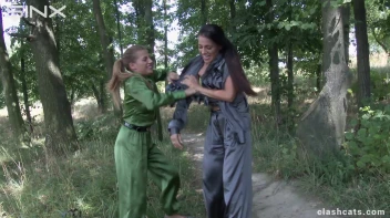 Feisty Twins Catfight In The Woods Screencap 15 on www.sinx.com