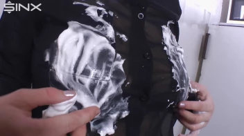 Cutie Covers Herself In Cream Before Showering Screencap 15 on www.sinx.com