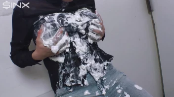 Cutie Covers Herself In Cream Before Showering Screencap 23 on www.sinx.com