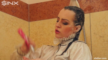 Clothed Beauty Showering In Satin Blouse Screencap 15 on www.sinx.com