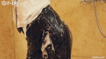 Clothed Beauty Showering In Satin Blouse Screencap 32 on www.sinx.com