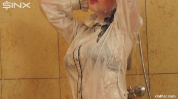 Clothed Beauty Showering In Satin Blouse Screencap 36 on www.sinx.com