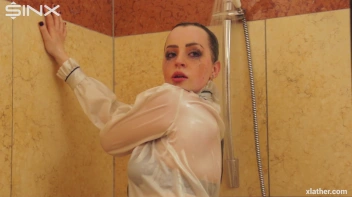 Clothed Beauty Showering In Satin Blouse Screencap 43 on www.sinx.com