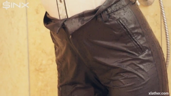 Clothed Beauty Showering In Satin Blouse Screencap 6 on www.sinx.com