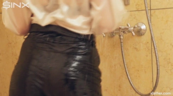 Clothed Beauty Showering In Satin Blouse Screencap 10 on www.sinx.com